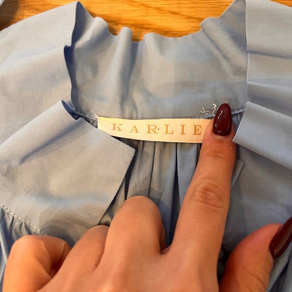 Light Blue Ruffle Blouse - Picture 2 of 3